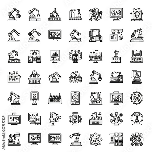 Collection of construction and technology icons.