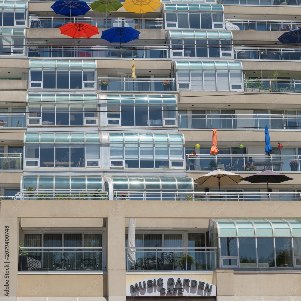 Obraz premium exterior of King's Landing, Walter Carsen Centre, the National Ballet of Canada, designed by Arthur Erickson, in a postmodern style, located at 470 Queens Quay W, Toronto