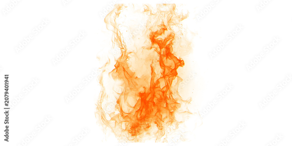 Fototapeta premium Abstract Explosion of Orange and Red Particles on White Background with Dynamic Motion