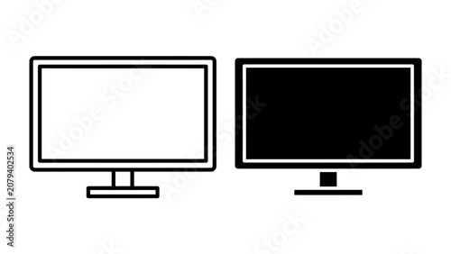 Two Monitors: A side-by-side comparison of a white monitor with a blank screen and a black monitor with a dark screen, symbolizing digital display options or contrast.