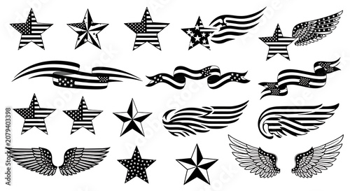 Various stylized star and comet icons set
