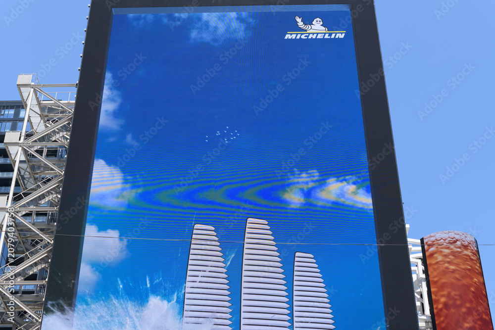 Obraz premium Michelin advertisement at Sankofa Square, Toronto