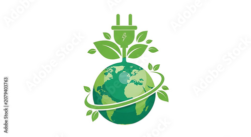 Green leafy globe with dollar and growth chart icon