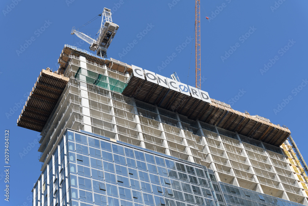 Obraz premium construction site at Concord Sky / Concord Adex located at 391 Yonge St at Gerrard St E, Toronto
