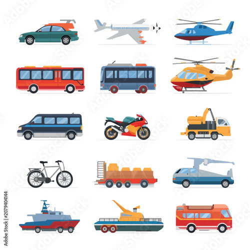 transportation icons set