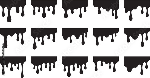 Cuadro en lienzo Melted Chocolate and Slime Drips Isolated Vector Elements Collection in Flat Bla