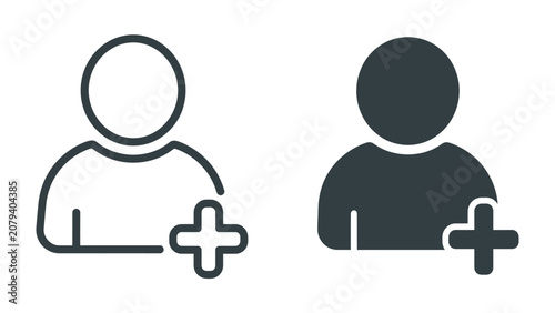 Canvastavla User Icon with Plus Symbol: Two simple icons depicting a user profile with an added plus symbol, signifying the addition of a new user or contact