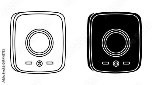 Simple Cube Speaker Icon: A clean, minimalist icon representing a cube-shaped speaker, shown in both outline and solid black versions. Ideal for web design, apps, and tech interfaces.