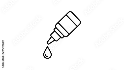 Simple line art icon of an eye drop bottle.