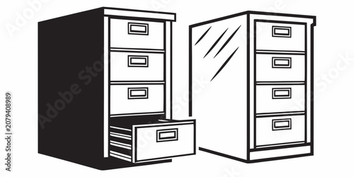 Foto Pair of professional metal filing cabinets for office document storage and organ