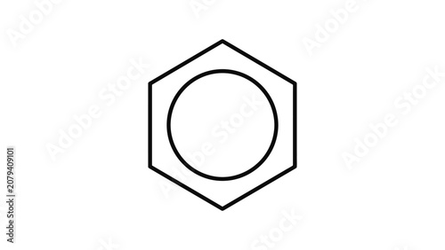Benzene chemical structure icon on white background.