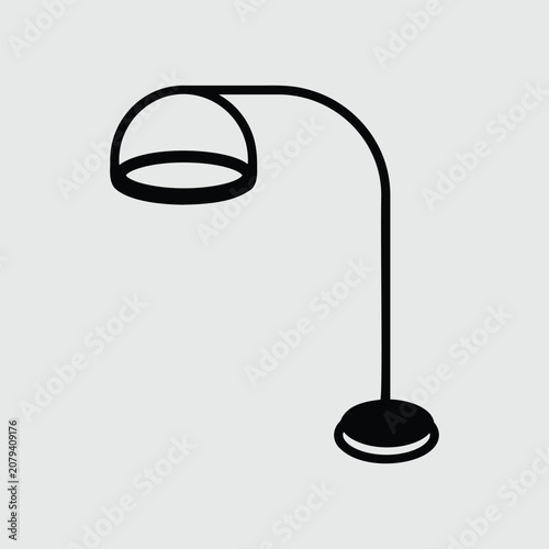 Minimal Floor Lamp Line Icon, Modern Standing Lamp Outline Vector Furniture Symbol