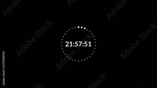 One day countdown timer animation in one minute with transparent background, 24 hours countdown in 60 second with alpha channel in 4k.