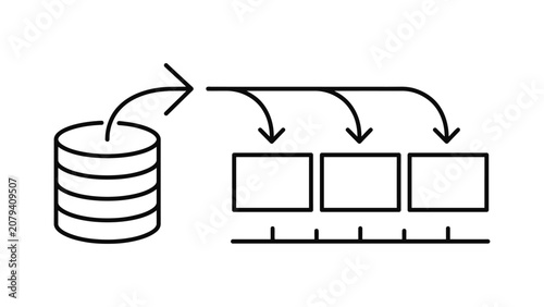 Data streaming icon illustrating database information distribution.