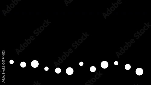 Abstract 2D Animation of White Circles Falling and Accumulating on Black Background