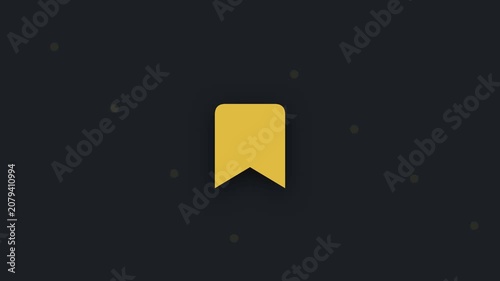 Animated yellow bookmark icon floating with subtle star particles on dark background