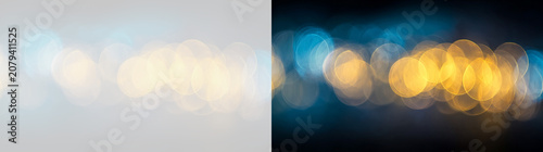 Cuadro en lienzo Transparent png of blue and yellow bokeh light overlay with festive glowing effe