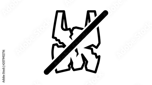 Fotografie No plastic bag icon showing prohibition of single use bags.