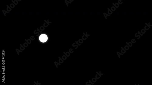 Minimalist White Circle Animation Jumping and Moving on Black Background
