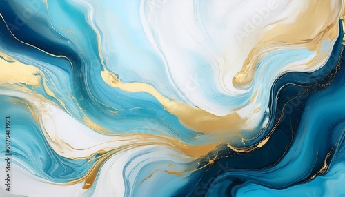 white and blue shades watercolor fluid painting background design dusty pastel and golden marble marble texture generative ai