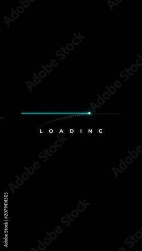 Minimalist Vertical Loading Progress Bar Animation with Teal Glow on Black Background