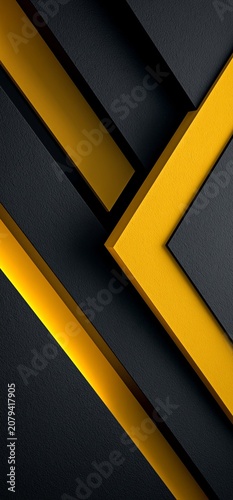 Abstract yellow black geometric shapes creating modern background. Abstract yellow and black geometric shapes forming a dynamic, modern background layout