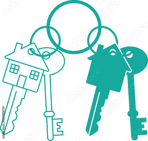 Obraz na plátne House keys with keychains illustration real estate and homeownership concept