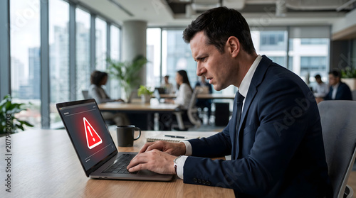 Businessman frustrated with network connection error