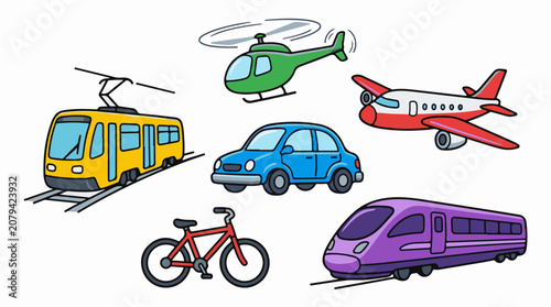 Colorful illustration of various vehicles (3)