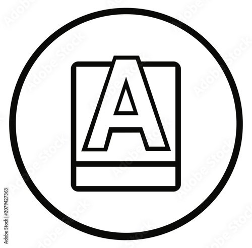 Letter a inside a square frame icon