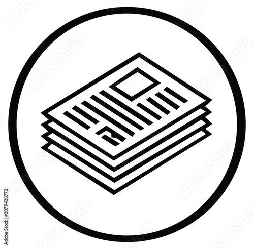 Stack of newspapers icon, news and media symbol