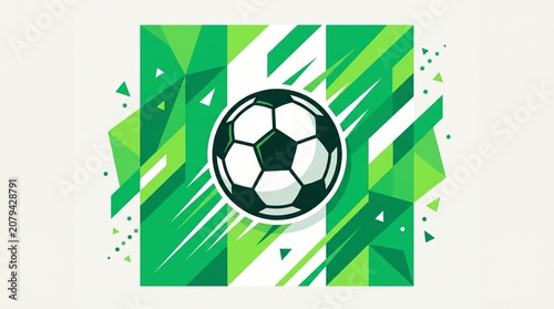 Nigeria Football Crest Vector with Dynamic Geometric Eagle Wings Pattern, Nigerian Soccer Ball Emblem in Vibrant Green and White Colors