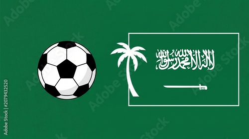 Minimalist Green Falcons Saudi Arabia Football Logo Design, Elegant Soccer Ball with Palm Tree Silhouette, Clean Corporate Sports Identity Asset Template