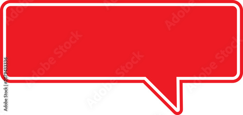 Red rectangular speech bubble icon with white border isolated on transparent background
