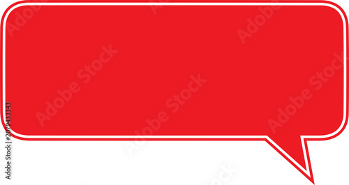 Red rectangular speech bubble icon isolated on transparent background