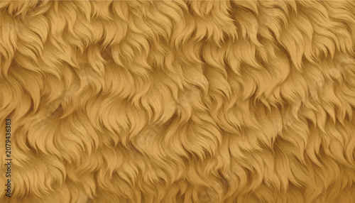 Fotografie Golden brown fur texture background featuring soft, wavy synthetic animal hair strands for luxury design projects, realistic vector illustration backdrop with flowing organic layers