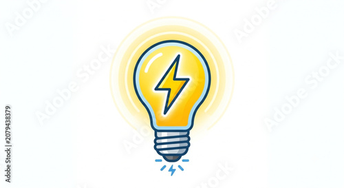 Creative energy lightbulb idea icon with glowing lightning bolt inside vector