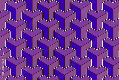 Photos simple blue and violent isometric cube pattern 3d polygonal geometric seamless p