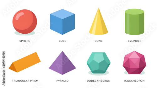 Colorful geometric shapes illustration with flat design style Vector