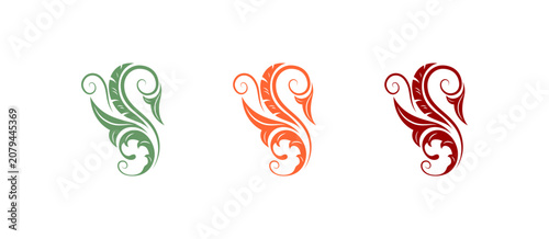 Floral Scroll Ornaments Set logo design