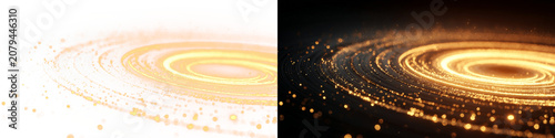 Konstfotografi Transparent png with gold swirling light twirl overlay effect and bokeh particle