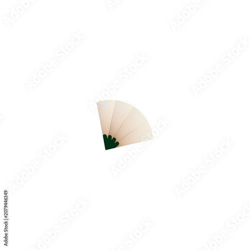 3D Beige Folding Fan Isolated
