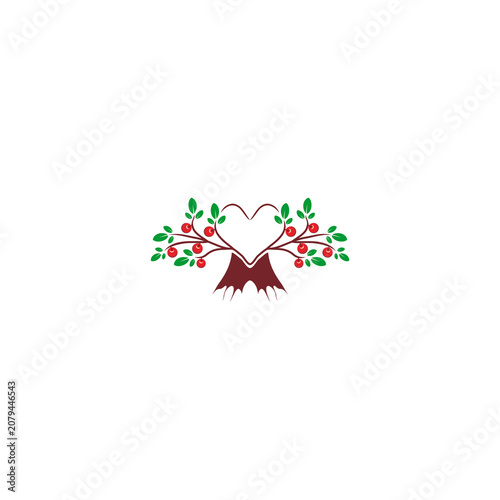 Heart Shaped Branch Arrangement with Berries Illustration