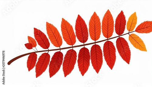 Branch Of Red Rowan Autumn Leaves Of Trees Beautiful Leaf For Design And Decoration Botanical Object Beauty In Nature Flat Vector Illustration On White Background