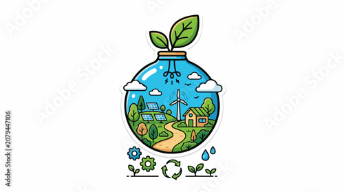 Green energy landscape inside a lightbulb
