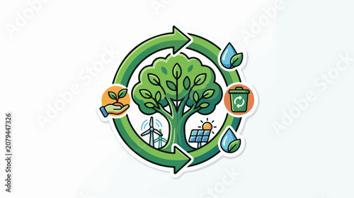 Green cycle of life nature renewable energy and recycling