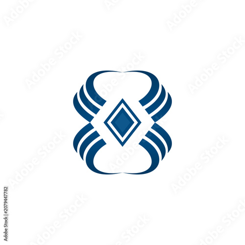 Symmetrical Geometric Diamond and Swirl Logo