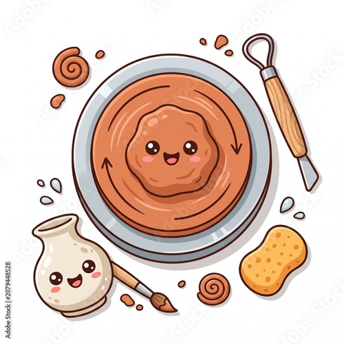 Playful Pottery Wheel and Clay Sculpting Clipart Bundle