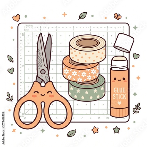 Cozy Craft Scissors and Washi Tape Clipart Pack