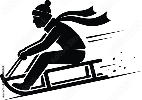 Silhouette of a skier in motion a black vector illustration on a white background alpine-skiing athlete black-and-white cold-weather